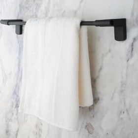 Resim Alper Banyo F1 Model Uzun Havluluk 40 cm - Pütürlü Mat Siyah Paslanmaz Çelik Duvara Monte Banyo Havlu Askısı (5 Yıl Garantili) 