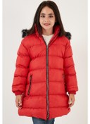 Resim Lela Içi Peluş Astarlı Çıkarılabilir Kapüşonlu Suya Dayanıklı Kız Çocuk Mont 5761910 Kırmızı 