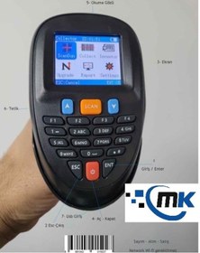 Resim Mk 1502 Ekranlı Klavyeli Hafızalı Kablosuz 1D Okuyucu Sayim Termi 