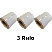 Resim Özfiliz Mağaza Ekipmanları 38x80 Mm Termal Raf Etiketi Karton Etiket Ortadan Ve Yandan Çentik Delik (1 Rulo = 500 Adet) 