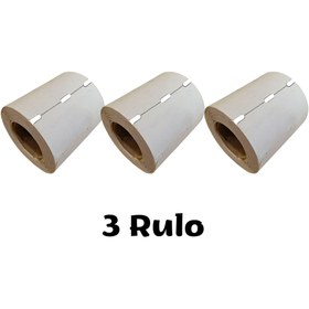 Resim Özfiliz Mağaza Ekipmanları 38x80 Mm Termal Raf Etiketi Karton Etiket Ortadan Ve Yandan Çentik Delik (1 Rulo = 500 Adet) 
