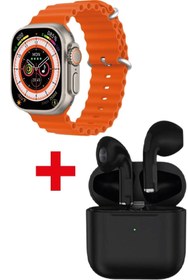 Resim GAMER ® Gs8 Watch 8 Ultra Akıllı Saat Turuncu Watch Inc Siyah Pro4 Benzeri Bluetooth Kulaklık Hediye 