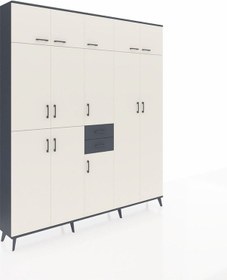 Resim Arges Dolap 10 Raflı 2 Çekmeceli 3 Askılı 220x30x243 Antrasit-aytaşı/antrasit Aytası/antrasıt 