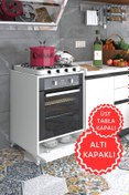 Resim Kenzlife Ankastre Modülü Kabini Krom Byz Fırın Ocak Dolabı Kapaklı Ayaklı Sabit Tabla 