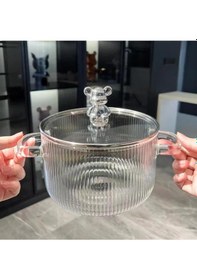 Resim Borosilikat Cam Tencere 1700ml Isıya Dayanıklı Figürlü Kulp 