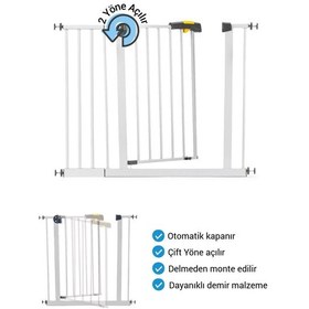 Resim Pro 95-100 Cm Çocuk Güvenlik Kapısı, Merdiven Kapısı Ve Korkuluk, Beyaz 