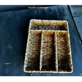 Resim Hasır Bölmeli Çekmece İçi Kaşıklık 4 Bölmeli Doğal 