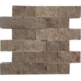 Resim Markataş 5X10Cm Kahverengi Doğal Taş Traverten Patlatma Taş Mozaik 