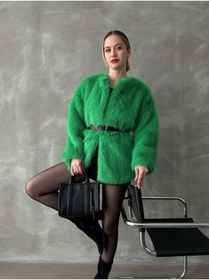 Resim Caddebostan Moda Zümrüt Peluş Kaban Modern Premium Luxury Trend Tasarım Kaban 