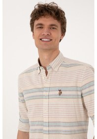 Resim U.s. Polo Assn. Erkek İndigo Gömlek Desenli 50300005-vr028 İndigo 