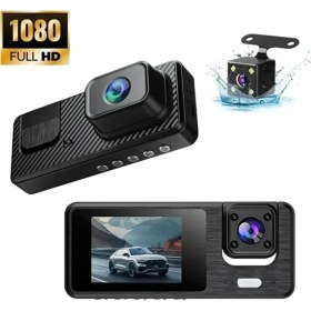 Resim Q301 Wifi Destekli 3 Kameralı Araç Kamerası Geri Görüş Mobil Uygulama Gece Görüşü 1080P Full Hd 