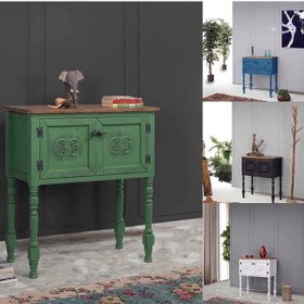 Resim Wood Dresuar Ahşap Pastel Boyalı Eskitme Tarz Dresuar 