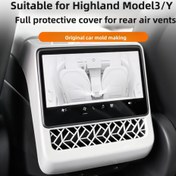 Resim For Tesla Model 3/Y Arka Hava Kanalı Kapakları - Highland Model 2024+, Siyah Beyaz Dikişli, İç Mekan Değişikliği İçin Koruyucu Maske Aksesuarı, Highland Model|Şık Aksesuar|Dayanıklı İnşaat, Araba Değişikliği Aksesuarı 
