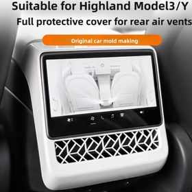 Resim For Tesla Model 3/Y Arka Hava Kanalı Kapakları - Highland Model 2024+, Siyah Beyaz Dikişli, İç Mekan Değişikliği İçin Koruyucu Maske Aksesuarı, Highland Model|Şık Aksesuar|Dayanıklı İnşaat, Araba Değişikliği Aksesuarı 