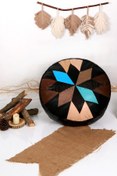 Resim Ottoman Pouffe El Yapımı Hakiki Kuzu Derisi Bohem Bahçe Balkon Bungalov Puf Minder 60x30cm(DOLGULU) 