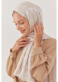Resim Mirsoy Scarf Kazayağı Desen Parlak Jakar Şal - Taş Taş 