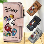 Resim 1 Disney Mickey Mouse Kadın Cüzdanı - Büyük Fermuarlı Organizer, Resmi Lisanslı Çocuklar ve Gençler İçin - Doğum Günü/Noel Hediyesi, Karikatür Baskılı Tasarım, Şık Aksesuar, Festival Temalı, Polyester Astarlı, Kompakt El Çantası, Trend Olmazsa Olmasın 
