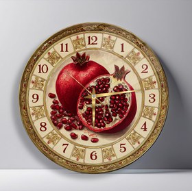 Resim Nar Taneleri Cam Duvar Saati - 40*40 Cm 