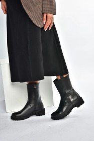 Resim Fox Shoes V654070603 Siyah Hakiki Deri Kadın Bot Siyah-hakiki Deri 