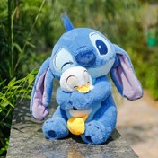 Resim 1 adet Disney Stitch & Donald Duck Peluş Oyuncak Sarılmak Dekor - Yumuşak Mavi Polyester Koleksiyon Figürü Doğum Günleri, Sevgililer Günü, Noel için - Araba, Okul, Yurt, Ev Dekoru, Disney Peluş Oyuncak, Okul Dekorasyonu, Sevimli Karakter Tasarımı, Detaylı El Sanatçılığı 