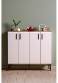 Resim Moonlife Valencia 4 Kapaklı Antre, Hol, Ayakkabılık Beyaz Çam Beyaz - Meşe 