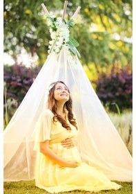 Resim Modalabio Moda Labio- Babyshower Melek Kol Hamile Elbisesi Sarı 