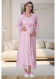 Resim Mecit Pijama Mecit 6060 Bayan Pembe Sabahlık Gecelik Pijama Hamile Lohusa Set 001 