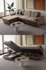 Resim Eymense Aries Yataklı Sandıklı Köşe Takımı Kahverengi Sol Köşe 