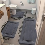 Resim 25D Sünger Yoğunluğu, 3 Parça Set - Süper Emici Kaymaz Banyo Matı, Yumuşak ve Rahat Yüksek Kaliteli Banyo Halısı, Küvetler ve Duşlar İçin Uygun, Banyo Aksesuarı ve Ev Dekoru Zemin Paspası 
