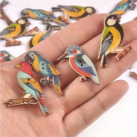 Resim 25 adet karışık kuş desenli ahşap düğme seti - DIY el yapımı boyama, dikiş ve dokuma aksesuarları, giysiler, şapkalar, atkılar için uygun - benzersiz hediye fikirleri 
