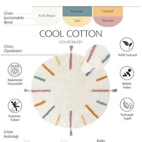 Resim Cool Halı Cool Cotton Ccn 03 Multi Yıkanabilir Kaymaz Tabanlı Natural Pamuk Dokuma Yuvarlak Bebek Halısı Multi 