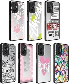 Resim Aksesuarcim Xiaomi Redmi Note 9S ile Uyumlu Kılıf Aynalı Parlak Desenli Figürlü Kamera Lens Korumalı Kapak Mirror Yazı 