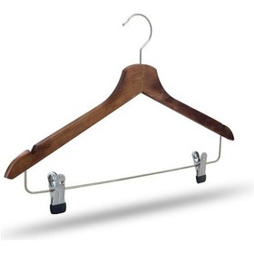 Resim Nyn Ahşap Askı Mandallı Gömlek Etek Askısı Ceviz Renk 14 Adet 