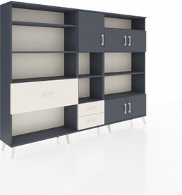 Resim Arges Dolap 13 Raflı 3 Çekmeceli 5 Kapaklı 220x30x163 Antrasit-antrasit/aytaşı Antrasıt/aytası - Antrasıt 