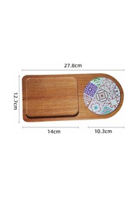 Resim Geeroyoo Japon Stili Kuru Ahşap Tabak, Seramik Altlık, Gönüllü/ Tatlı/ Kahvaltı Servisi, Rustik Tasarım, Dayanıklı Malzeme E Modeli - 262 Gr 