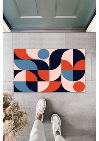 Resim Turuncu Kapı Önü Paspası Modern Desen K-3239 