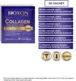 Resim Bioxcin Beauty Collagen Toz 30 Saşe X 10.000 Mg Tip 1 - Tip 3 Hidrolize Kolajen - Keratin 