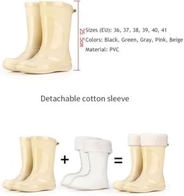 Resim Kadın su geçirmez yağmur botu, çıkarılabilir polar astarlı, kaymaz, günlük iş botu, dış mekan konforu için Wellies 