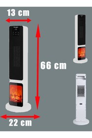 Resim Hoogar German 2701 L White OLED Şömineli Ekran Dijital Göstergeli Seramik Fanlı Hızlı Isıtıcı 