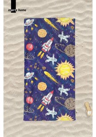 Resim Marte Home Uzay Tema - Baskılı Çocuk Plaj Havlusu Lacivert 