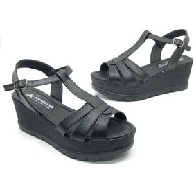Resim Ayakdaş 1040 Kadın Dolgu Taban Sandalet Siyah 
