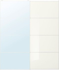 Resim Sürgü Kapak, Beyaz Cam-ayna, 200x236 Cm Beyaz 