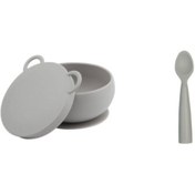 Resim Kapaklı Kase + Nam Nam Kaşık Set Gri 