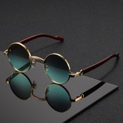 Resim Erkekler ve Kadınlar için Vintage Steampunk Yuvarlak Gözlükler - Retro Metal Çerçeve ile Ahşap Desen Detayları, Kahverengi ve Siyah PC Lensler, Dekoratif Kaplumbağa Desen Tasarımı, Hafif ve Şık, Günlük veya Resmi Giyim için, Vintage Gözlükler 