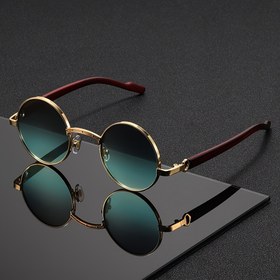 Resim Erkekler ve Kadınlar için Vintage Steampunk Yuvarlak Gözlükler - Retro Metal Çerçeve ile Ahşap Desen Detayları, Kahverengi ve Siyah PC Lensler, Dekoratif Kaplumbağa Desen Tasarımı, Hafif ve Şık, Günlük veya Resmi Giyim için, Vintage Gözlükler 