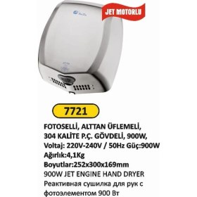 Resim Arı Metal Fotoselli El Kurutma Makinası Jet Motorlu 900 W 