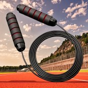 Resim Erken Saplı Hafıza Köpüğü Ağırlıklı Atlama İpi - Siyah & Kırmızı Kardiyovasküler Egzersizler için, Ev Spor Salonu, Öğrenciler, Yetişkinler, Aile Antrenmanları, Fitnes Eğitimi - Şık Spor Aksesuarı | Rahat Tutuş, Antrenman Malzemeleri 