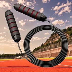 Resim Erken Saplı Hafıza Köpüğü Ağırlıklı Atlama İpi - Siyah & Kırmızı Kardiyovasküler Egzersizler için, Ev Spor Salonu, Öğrenciler, Yetişkinler, Aile Antrenmanları, Fitnes Eğitimi - Şık Spor Aksesuarı | Rahat Tutuş, Antrenman Malzemeleri 