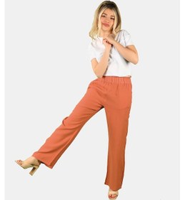 Resim Balins Beli Lastikli Keten Pantolon Kiremit 