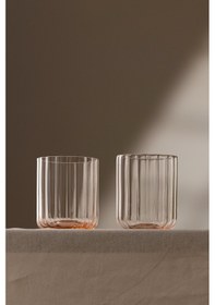 Resim Rakle Flower El Yapımı Kendinden Renkli 2'li Su Bardağı Seti Pembe 450 Cc Renkli 